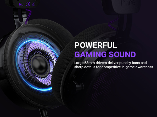 53mm dynamic driver delivers powerful audio