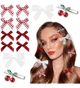 YAEISM Red Bow Hair Clips 12PCS Coquette Bows Cherry Hair Pins Lace Hair Bows Plaid Mini Bow Clip...