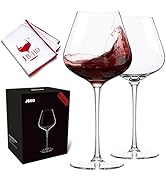 JBHO Hand Blown Italian Style Crystal Burgundy Wine Glasses - Lead-Free Premium Crystal Clear Gla...