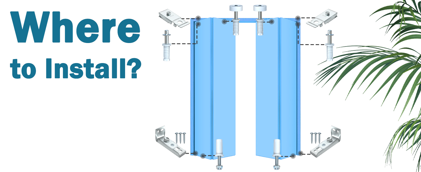 The bifold door hardware is pressed at the specific position on the door