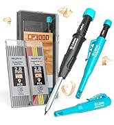 Nicpro Carpenter Pencil with Sharpener, CP3000 Carpenter Mechanical Pencils with 19 Refill, Deep ...