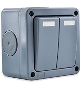 NineLeaf 1PK IP66 Waterproof Outdoor Switch, SPDT Single Pole Double Throw, 2 Way Dual Light Swit...