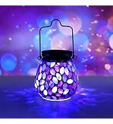 Bshine Mosaic Solar Lantern Outdoor Hanging Waterproof, Purple Mosaic Light Indoor Decorative Tab...