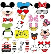 Kristin Paradise 25Pcs Mouse Friends Photo Booth Props with Stick, Mickey Theme Selfie Props, Min...