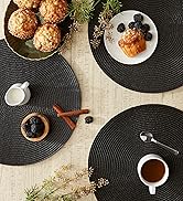 black woven round placemat