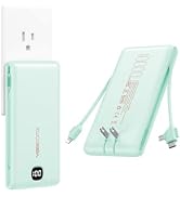 VEEKTOMX Portable Charger with Built in Cables 10000mAh, Power Bank for iPhone with Wall Plug, Tr...