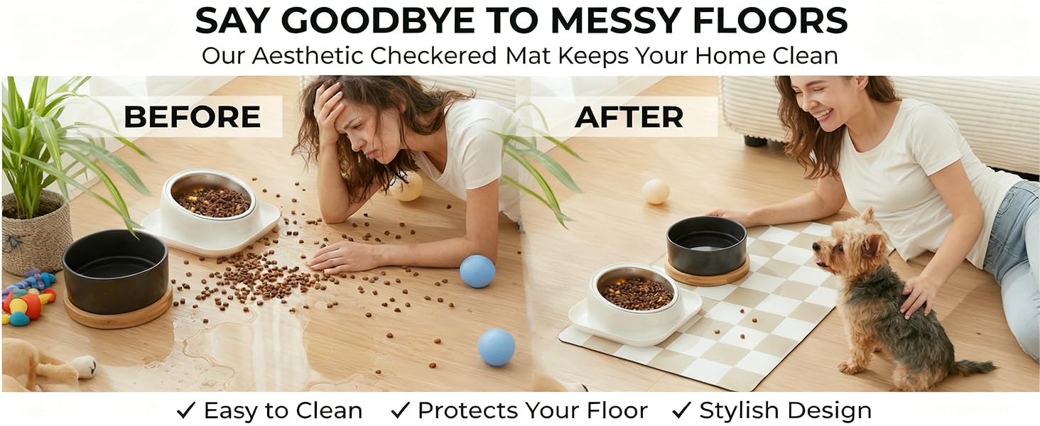 Checkered Dog Feeding Mat