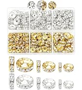 300pcs FIVEIZERO Rondelle Spacer Beads for Jewelry Making, 6mm, 8mm, 10mm Beads with Holes, Gold ...