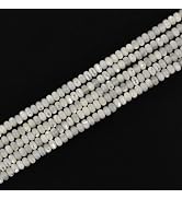 HAAMIIQII Natural White Mother of Pearl Shell Beads 3x4mm Abacus Rondelle Shape Semi Precious Sto...
