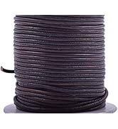 KONMAY 25 Yards Solid Round 2.0mm Rich Brown Genuine/Real Leather Cord Braiding String (2.0mm, Ri...