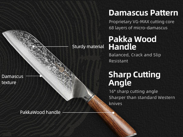 Damascus kitchen knife
