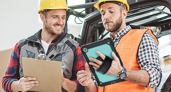 Practical Case for Galaxy Tab A9 Plus with rotating hand strap fit for engineering sites for worker
