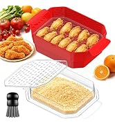 XL Batter Bowl with Lid,10-11Qt Dual-Sifter Breading Bowl for Fried Food Chicken Seafood Shrimp,M...