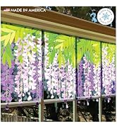 Flower Window Clings - Purple Hanging Wisteria Window Decal Border - Spring Decorations Window St...