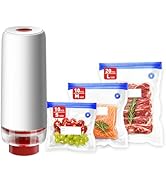 ZABINS Portable Vacuum Sealer Set, Compact Handheld Vacuum Sealer Machine + 40 Pcs Reusable Vacuu...