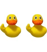 2Pcs Yellow Rubber Ducks, 2.28"" Finger Trump Rubber Duck, Cute Small Ducks Funny Ducky Car Acces...