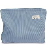 HAPPYHEIDI Large Corduroy Makeup Bag with Compartment Cosmetic Toiletry Travel Accessory Pouch Pu...