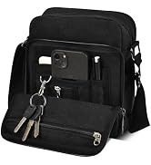CAAORDKSO Small Messenger Bag for Men Women, Vintage Canvas Messenger Shoulder Bag Travel Crossbo...