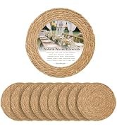 Round Woven Placemats Plate Chargers Set of 10, 13 inch Natural Wicker Place Mats, Farmhouse Boho...