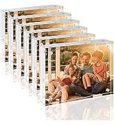 Egofine 5x7 Acrylic Frames 6 Pack, 20mm Thicker Frameless Clear Picture Frames, Double Sided Magn...