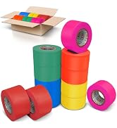 Premium Flagging Tape Assorted Colors -12 Pack - Non-Adhesive - 1.5" Width, 150' Length, 2 Mil - ...