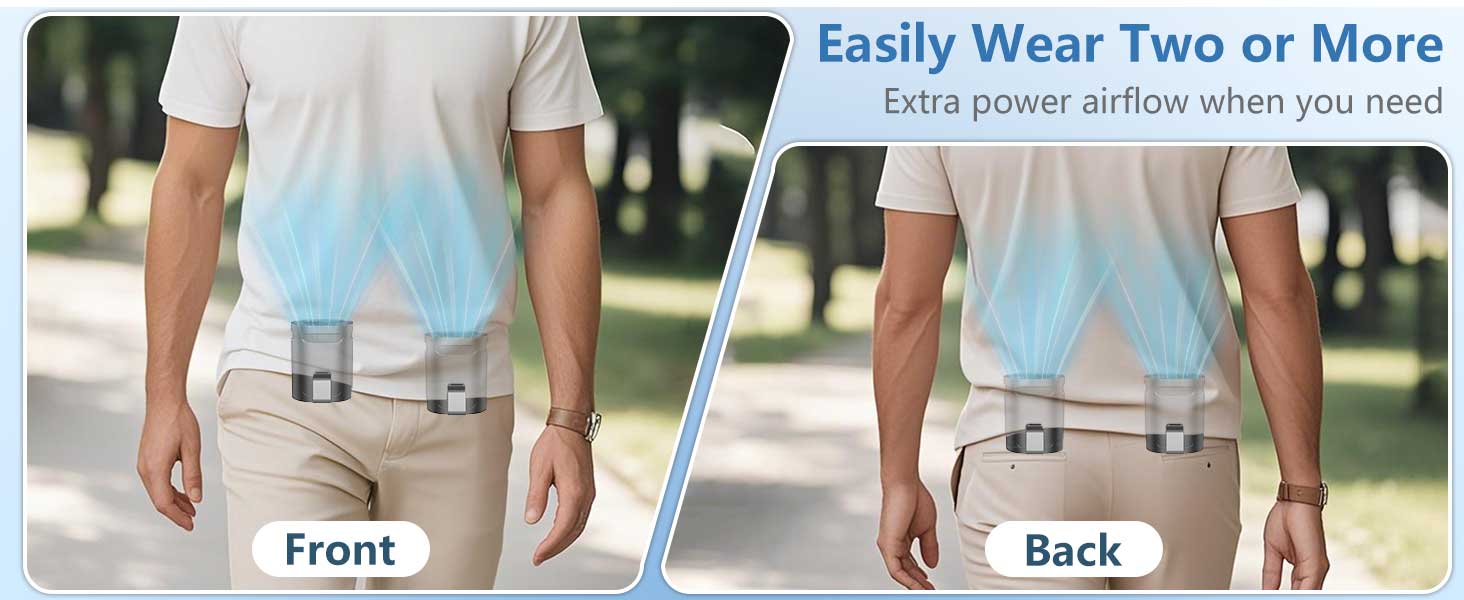 Shirt Fan Clip Waist Body Fan,5 Speeds Battery Powered Waist Fan Clip On Pants