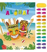 WERNNSAI Hawaiian Party Game - Pin The Feather on The Tiki Hawaiian Party Decorations Luau Pin Ga...