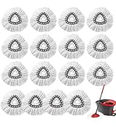 16Pcs Spin Mop Replacement Heads, White Large 360° Easy Wring Spin Mop Head 100% Microfiber Refil...