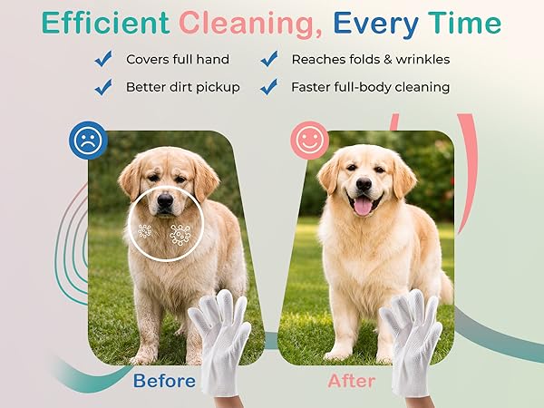 Pet glove wipes for dogs make grooming easier with full hand coverage and better cleaning control