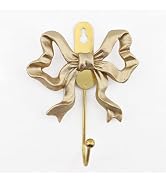 YEMCHI 4 Pack Gold Bow Wall Hooks, Resin Bow Hooks with 2 Size Screws, Cute Girls Room Vintage Br...
