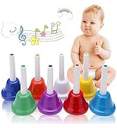 Koogel Coloful Musical Hand Bell Set, 8 Note Diatonic Metal Hand Bells Musical Toy Percussion Ins...