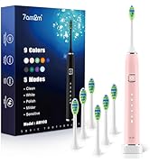 7AM2M Sonic Electric Toothbrush with 6 Brush Heads for Adults&Kids, One Charge for 120 Days, Wire...