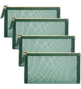 besharppin Mesh Cosmetic Bag, 4pcs Nylon Makeup Pouches with Leather Pull and Golden Zipper for P...