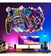 decalmile Large 3D Game Wall Decals Gamer Controller Video Gaming Joystick Wall Stickers Teenager...