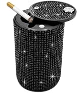 Ohleats Bling Car Ashtray, Rhinestones Auto Mini Car Ashtray Portable with Lid Smell Proof, Smoke...