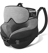YFONG Travel Pillow for Long Flight Airplane, Head Strap Combo with 3D Contoured Sleep Eye Mask, ...