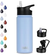 HASLE OUTFITTERS Insulated Water Bottle 16 oz Double Wall Vacuum Stainless Steel Water Bottle Lea...