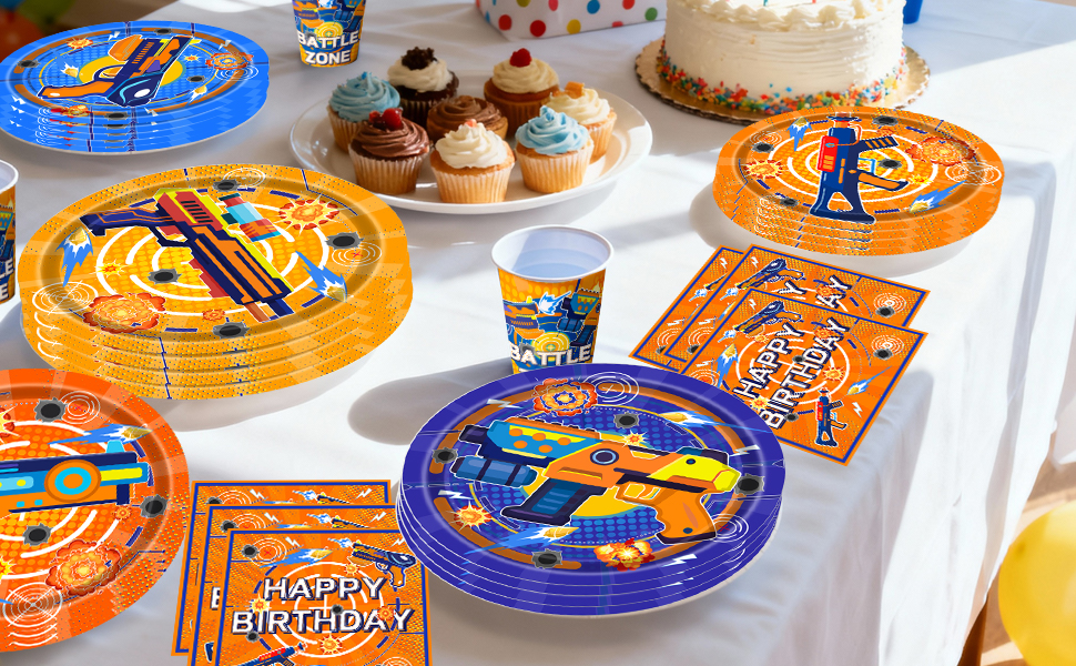 dart war birthday party tableware