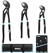 SHALL 3-Piece Groove Joint Pliers Set (12, 9-1/2, 7 Inch), Push-Lock Water Pump Pliers In Cr-v St...
