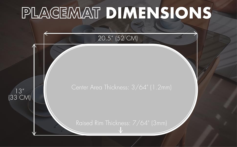 Placemat Dimensions 20.5" by 13" (52CM x 33 CM)