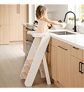 Comfy Cubs Kids Step Stool for Ages 3+, 3 Height Adjustable Toddler Tower, Montessori Furniture D...
