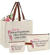 Lukeline Nurse Tote Bag, Nurse Practitioner Gifts Canvas Tote for Women, 3 Pack Nurse Gift Bags w...