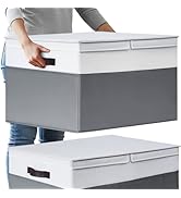 2 Pack EXTRA LARGE Blanket Storage Baskets with Lids, 22”x16”x12” Closet Organizers Bins for Clot...