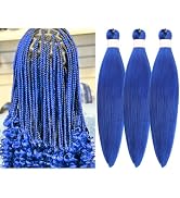 Braiding Hair Pre stretched Blue Prestretched Braiding Hair Extensions Ez Braid Twist Knotless Sy...