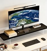 vie poetique Computer Monitor Stands, Wood & Acrylic Computer Monitor Stand, Desk Monitor Stand U...