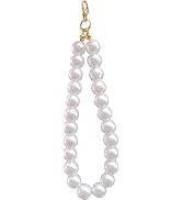Jowxsx 1 Pcs Faux Pearl Phone Lanyard,Phone Strap Pendant With Claps,Acrylic Beads Key Chain Deco...