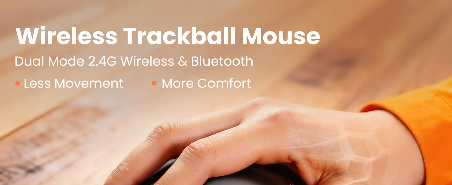 Wireless Trackball Mouse with 5-Level DPI, Ergonomic Mouse