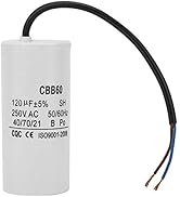 CBB60 Run Capacitor, Wire 250VAC 120uF 50/60Hz Capacitor for Motor Air Compressor
