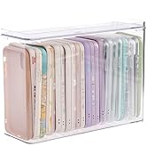 FABROK Plastic iPhone Case Organizer, Clear Storage Holder Box with Lid for Cell Phone Basic Case...