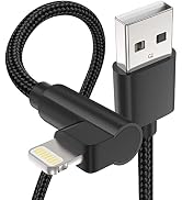 1FT iPhone Charger 90 Degree Short, 3Pack Apple USB to Lightning Cable Right Angle, 12 inch Nylon...